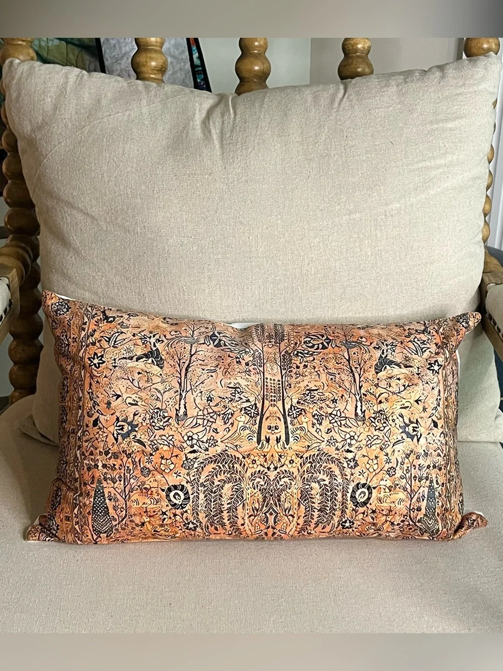 Vintage Persian Garden Pillow Cover Boho Lumbar Cushion Case 12”x20”